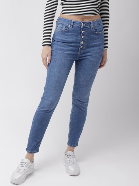 

FOREVER 21 Women Blue Skinny Fit High-Rise Clean Look Stretchable Jeans