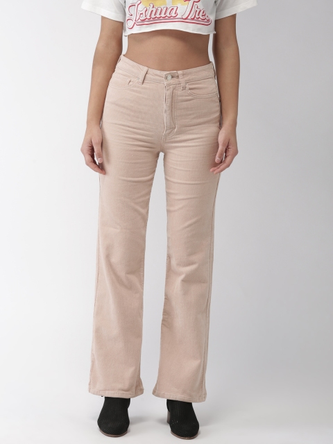

FOREVER 21 Women Pink Regular Solid Corduroy Trousers