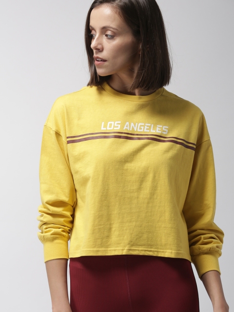 

FOREVER 21 Women Mustard Yellow Solid Round Neck T-shirt