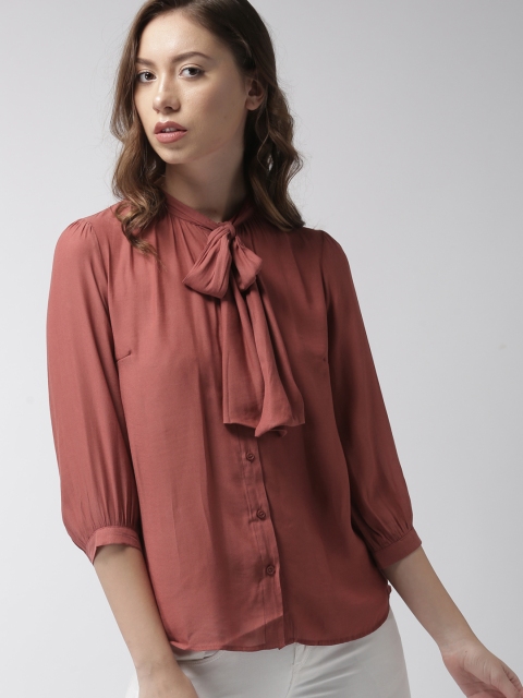 

FOREVER 21 Women Brown Regular Fit Solid Casual Shirt
