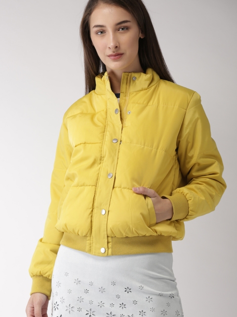 

FOREVER 21 Women Yellow Solid Padded Jacket