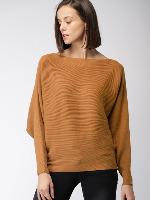 

FOREVER 21 Women Mustard Brown Solid Pullover