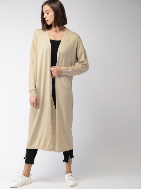 

FOREVER 21 Beige Solid Open Front Shrug