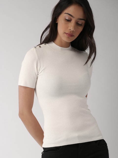 

FOREVER 21 Women Off-White Ribbed Pullover Sweater