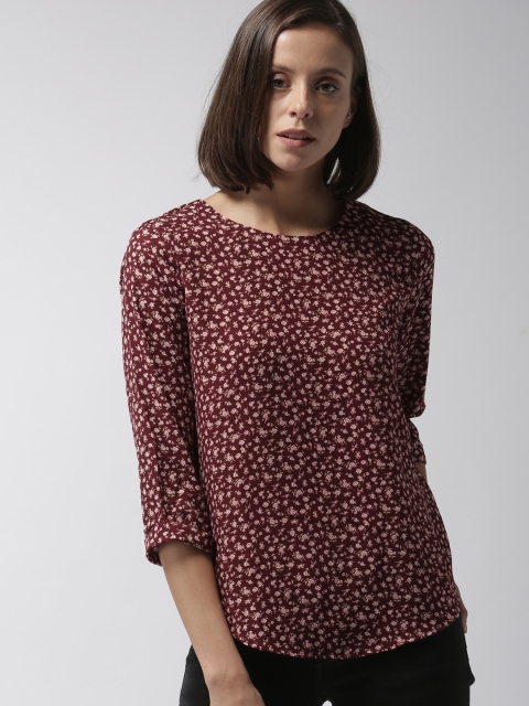 

FOREVER 21 Women Maroon Printed Top