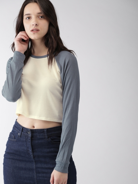 

FOREVER 21 Women Cream-Coloured Solid Top