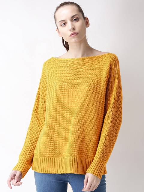 

FOREVER 21 Women Mustard Yellow Solid Pullover