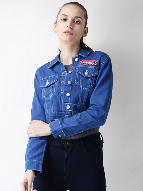 

FOREVER 21 Women Blue Solid Denim Jacket