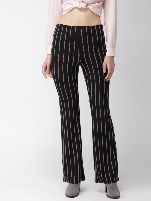 

FOREVER 21 Women Black & Red Striped Regular Trousers