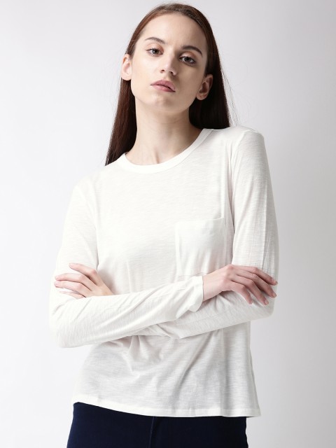 

FOREVER 21 Women White Solid T-shirt