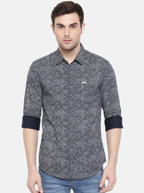

The Indian Garage Co Men Navy Blue Printed Regular Fit Casual Shirt