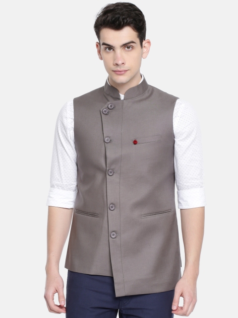 

The Indian Garage Co Grey Solid Nehru Jacket