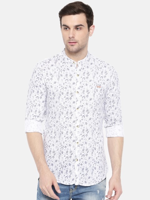 

The Indian Garage Co Men White & Blue Regular Fit Printed Casual Shirt