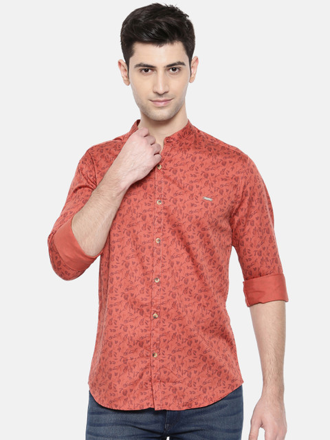 

The Indian Garage Co Men Rust Red Printed Casual Shirt