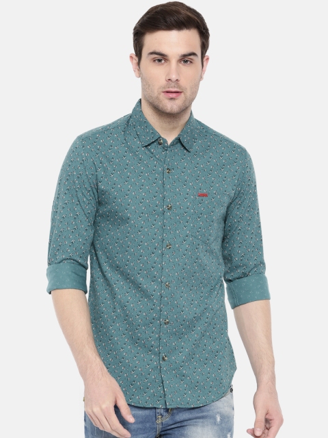 

The Indian Garage Co Men Teal Regular Fit Printed Casual Shirt