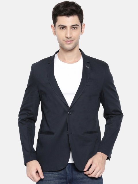 

The Indian Garage Co Men Navy Blue Single-Breasted Casual Blazer