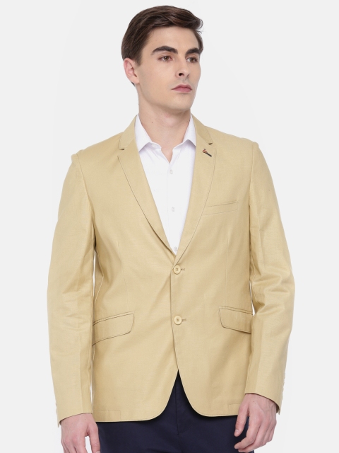 

The Indian Garage Co Men Cream Solid Casual Pure Cotton Blazer