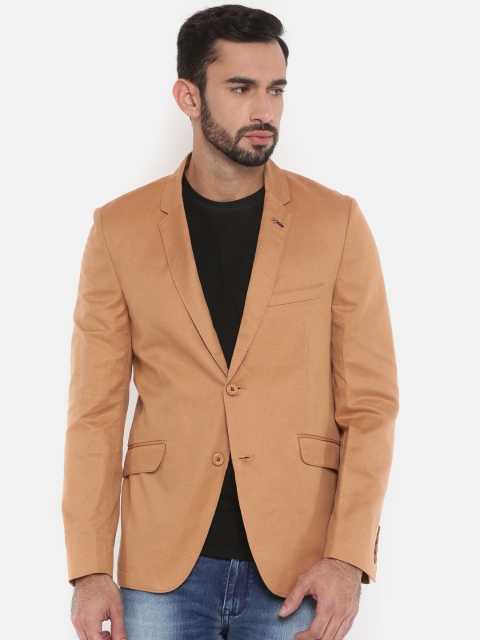 

The Indian Garage Co Men Khaki Solid Single-Breasted Casual Blazer
