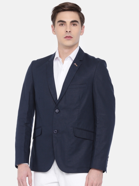 

The Indian Garage Co Men Navy Blue Solid Single-Breasted Casual Blazer