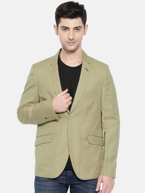 

The Indian Garage Co Men Beige Solid Casual Pure Cotton Blazer