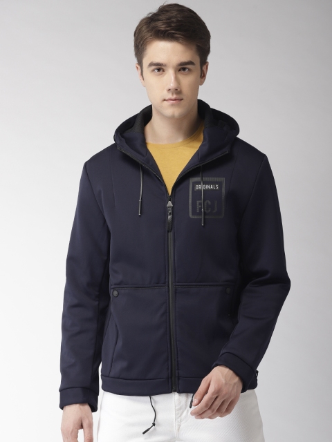 

Fort Collins Men Navy Blue Solid Hooded Tailored Jacket
