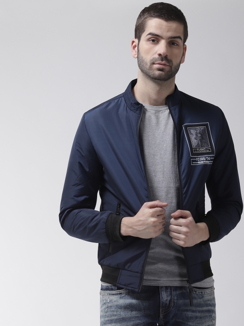 

Fort Collins Men Navy Blue Printed Bomber