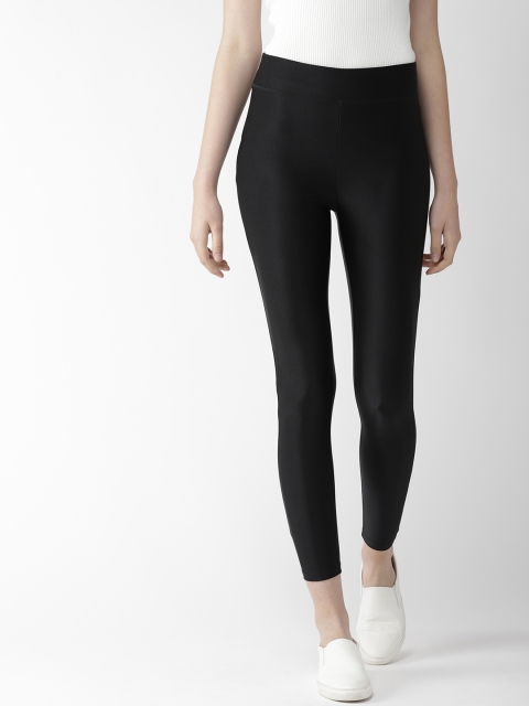 

FOREVER 21 Women Black Solid Ankle-Length Leggings