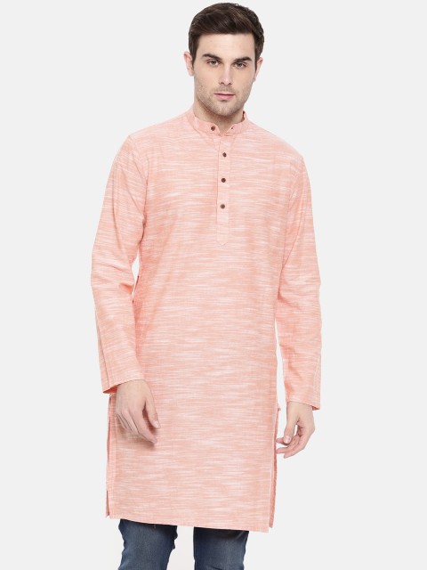 

Freehand Men Orange Solid Straight Kurta