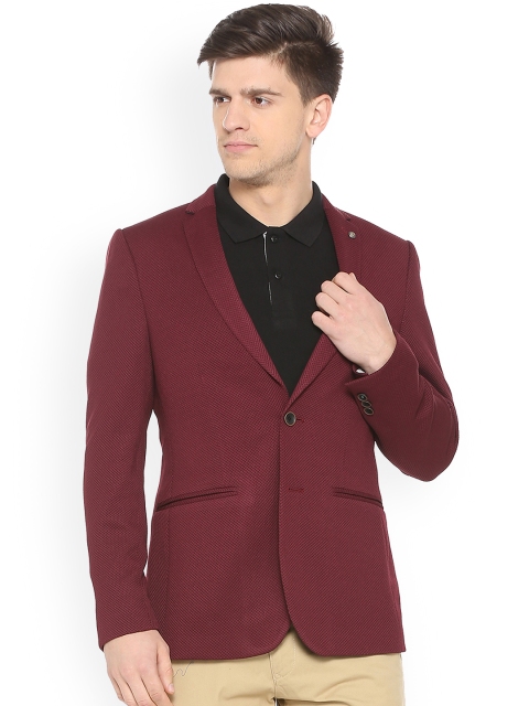 

Solly Sport Maroon Woven Design Slim Fit Single-Breasted Casual Blazer