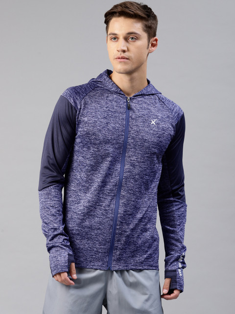 

HRX by Hrithik Roshan Men Navy Blue Solid Rapid Dry Hooded Training Jacket