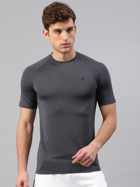 

HRX by Hrithik Roshan Men Charcoal Grey Solid Round Neck Training T-shirt