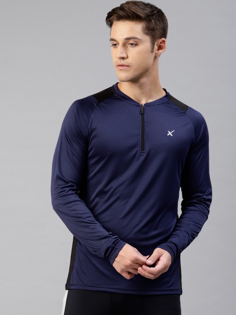 

HRX by Hrithik Roshan Men Navy Blue & Black Solid Rapid-Dry Training T-shirt