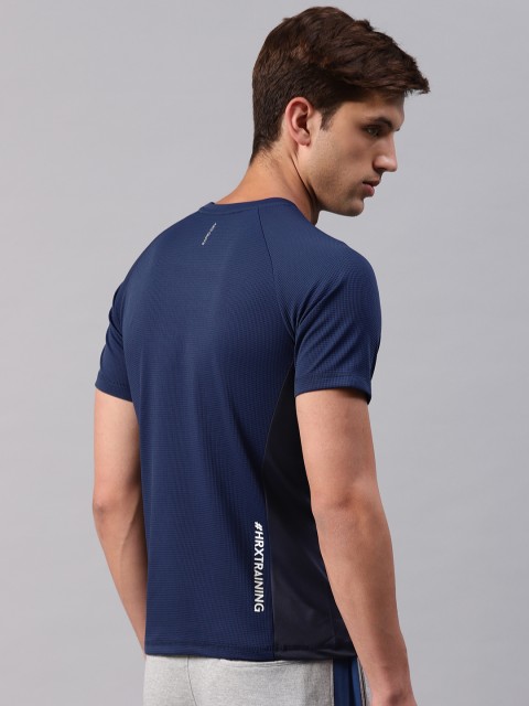 

HRX by Hrithik Roshan Men Navy Blue Solid Training T-shirt