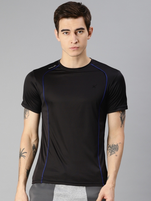 

HRX by Hrithik Roshan Men Black Solid Round Neck Training T-shirt