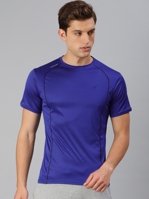

HRX by Hrithik Roshan Men Blue Solid Round Neck Rapid Dry Technology T-shirt