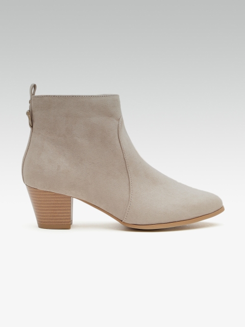 

DOROTHY PERKINS Women Taupe Solid Heeled Boots