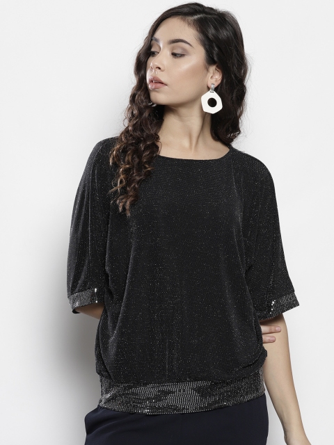 

DOROTHY PERKINS Women Black Shimmery Blouson Top