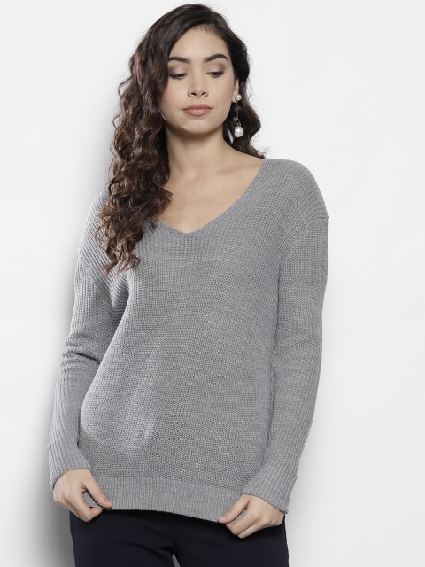 

DOROTHY PERKINS Women Grey Solid Styled-Back Pullover