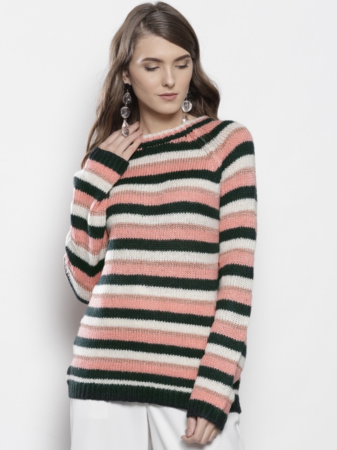 

DOROTHY PERKINS Women Pink and Green Striped Pullover