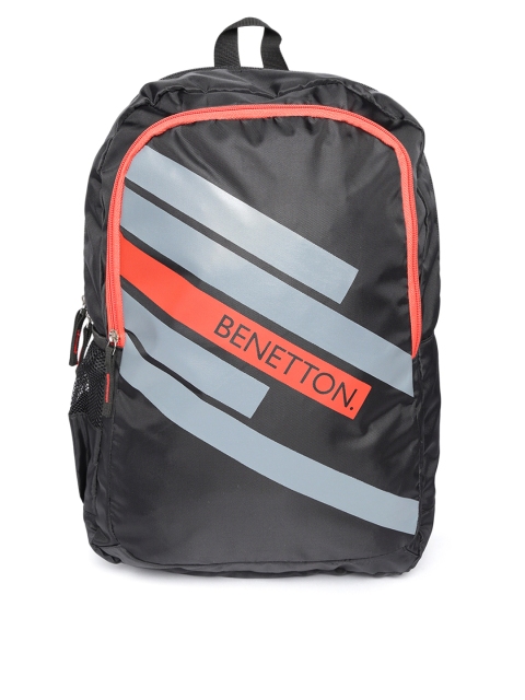 

United Colors of Benetton Unisex Black Graphic Laptop Backpack