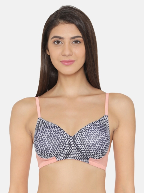 

Clovia Padded Non-Wired Printed T-Shirt Bra, Blue