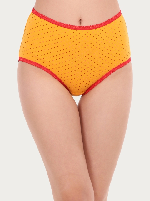 

Clovia Women Yellow & Red Printed Hipster Briefs PN2738P02XL