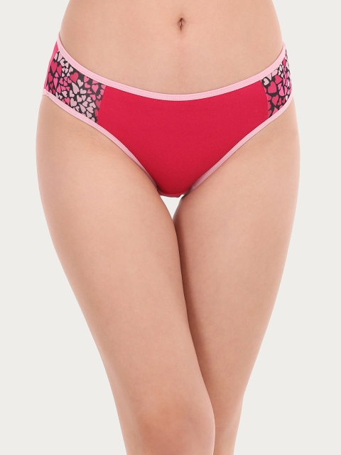

Clovia Women Pink & Red Printed Bikini Briefs PN2778A14XL