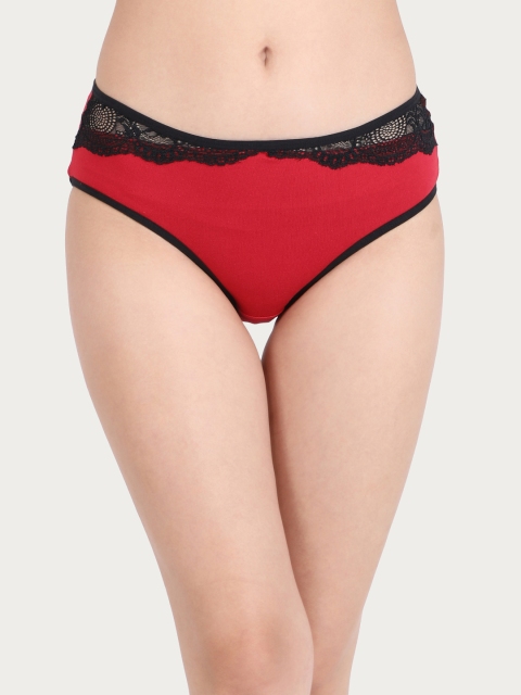 

Clovia Women Red & Black Hipster Briefs PN2494P04XL