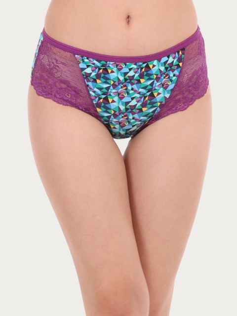 

Clovia Women Purple & Blue Printed Mid-rise Hipster Briefs PN2755P12