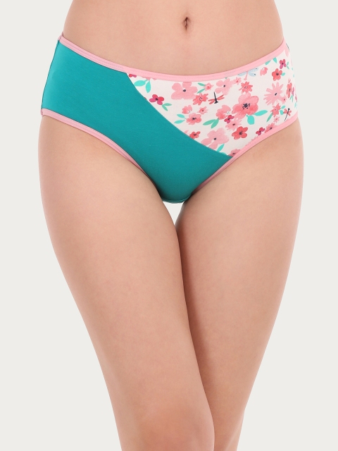 

Clovia Women Green & Pink Printed Hipster Briefs PN2726A17