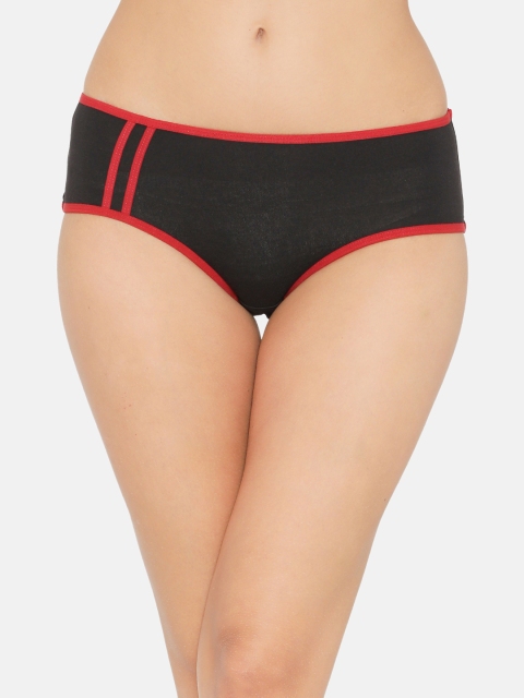 

Clovia Women Black & Red Mid Waist Hipster Briefs PN2622P13