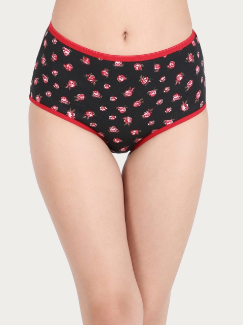 

Clovia Women Black & Red Printed Hipster Briefs PN2761P13XL