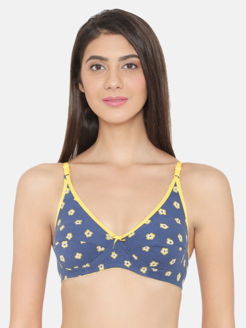 

Clovia Yellow & Blue Printed Non-Wired Non Padded Everyday Bra BR0922P0240B