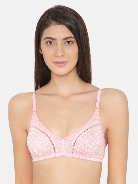 

Clovia Cotton Non-Padded Non-Wired Printed Bra, Pink
